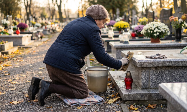 Od śmierci męża co sobotę jeżdżę na jego grób — dwoma autobusami. Syn mieszka pięć minut od cmentarza. Poprosiłam, żeby przed Wszystkimi Świętymi pomógł mi umyć pomnik. Przysłał link: „mamo, są firmy, sto dwadzieścia złotych i po kłopocie”