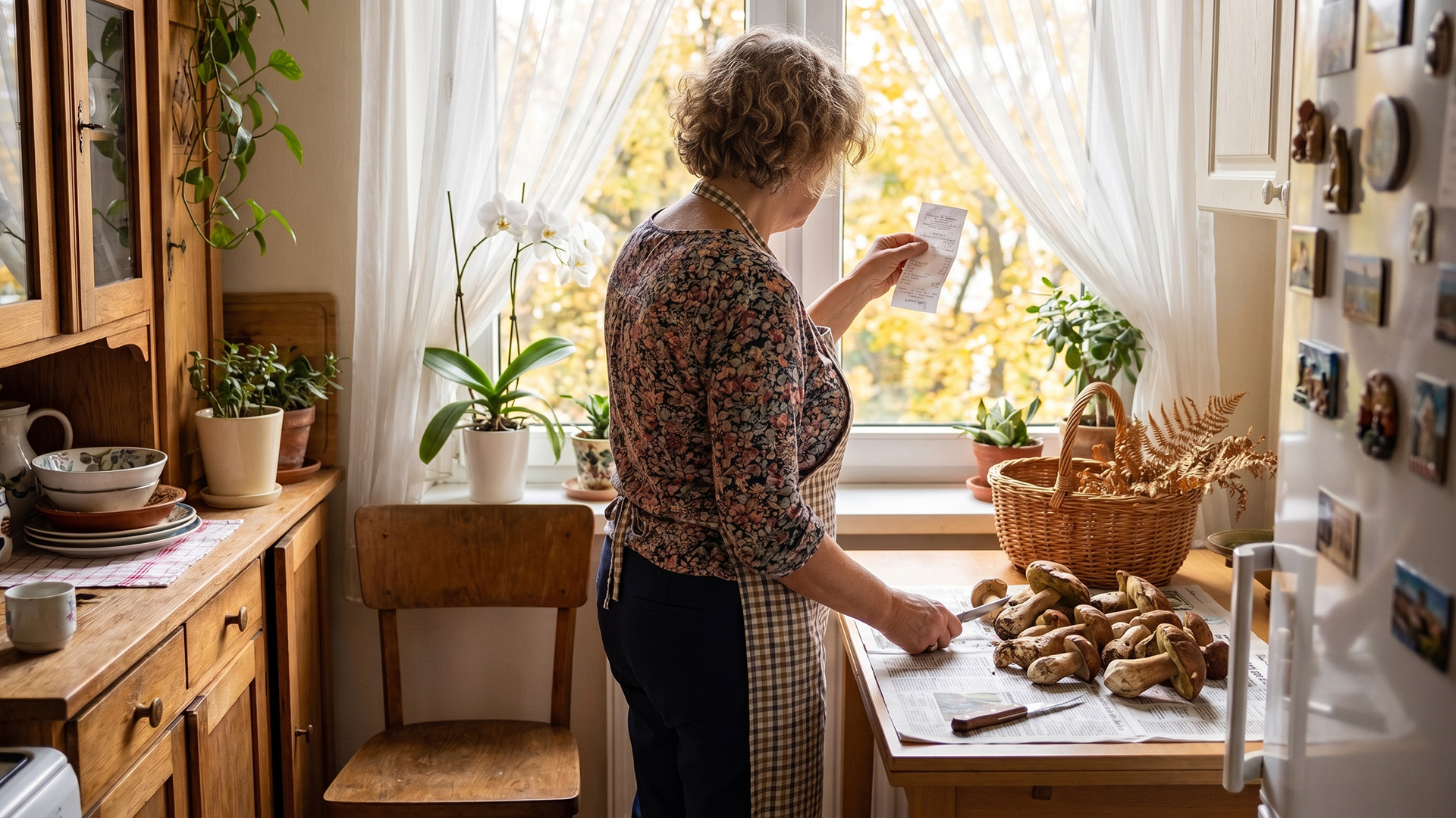 Mąż co roku w październiku jedzie z kolegami na tydzień na grzyby w Bory Tucholskie i zawsze wraca z pełnym koszem. W tym roku, czyszcząc prawdziwki, znalazłam na dnie kosza paragon z warzywniaka w Chojnicach